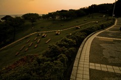 黄昏時の公園