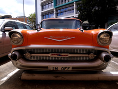 an old orange chevy