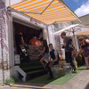 a cafe, a sunny day
