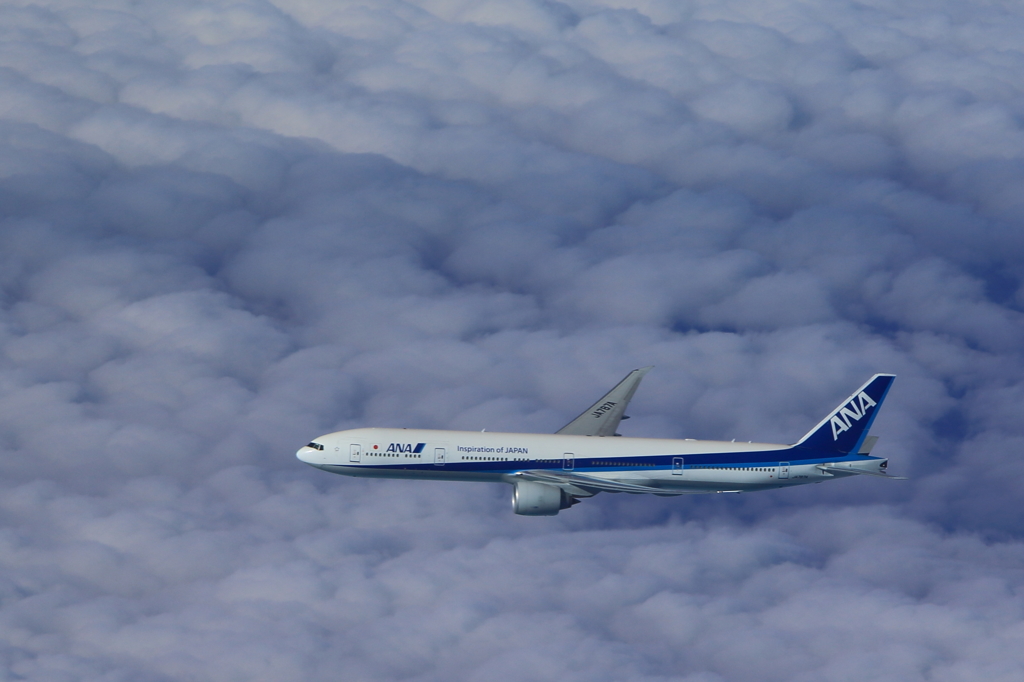 上空から見下ろす飛行機