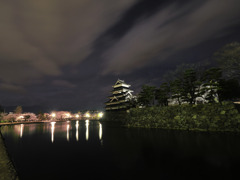 夜桜と松本城