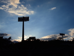 Stadium at sunset.