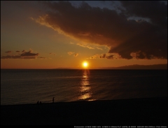 夕陽に向かって