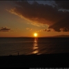 夕陽に向かって