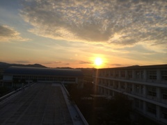 母校からの夕日
