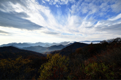 紅葉色づく閑雅の山