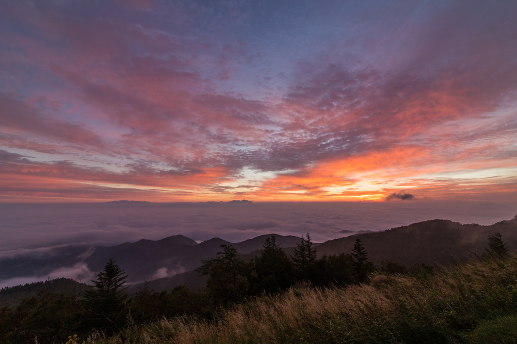 A red sea of clouds