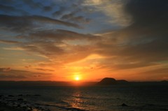 海岸からの夕日