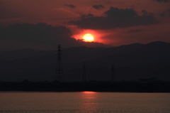 吉野川の夕日