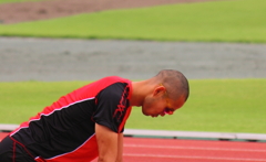 陸上・宮崎久のウォームアップ風景