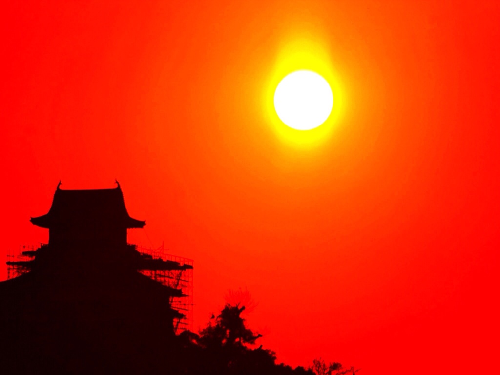 ２０１３大晦日 犬山城の夕陽
