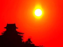 ２０１３大晦日 犬山城の夕陽