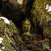 山の中で、