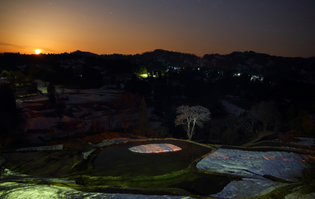 月夜の棚田