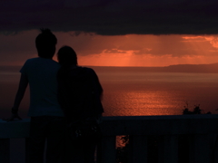 Lover in the shower of sunset