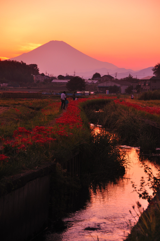 紅とオレンジの川