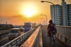 街の風景「文巻橋夕景」