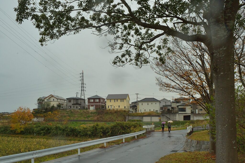 氷雨降る中を