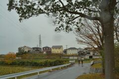 氷雨降る中を