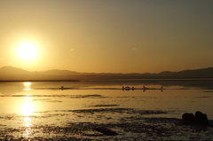 ソンクル湖に沈む夕日