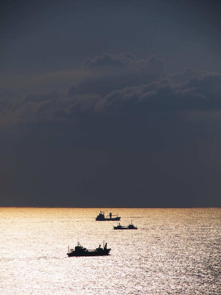 Three ships had passed at sea.