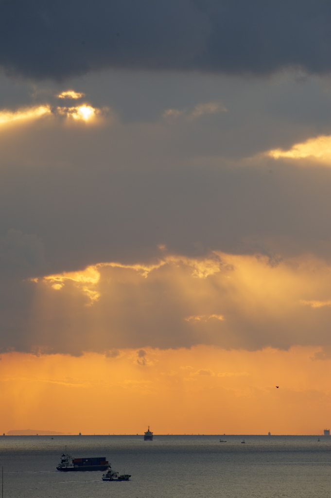 明石海峡大橋　苔谷公園からの夕陽１４