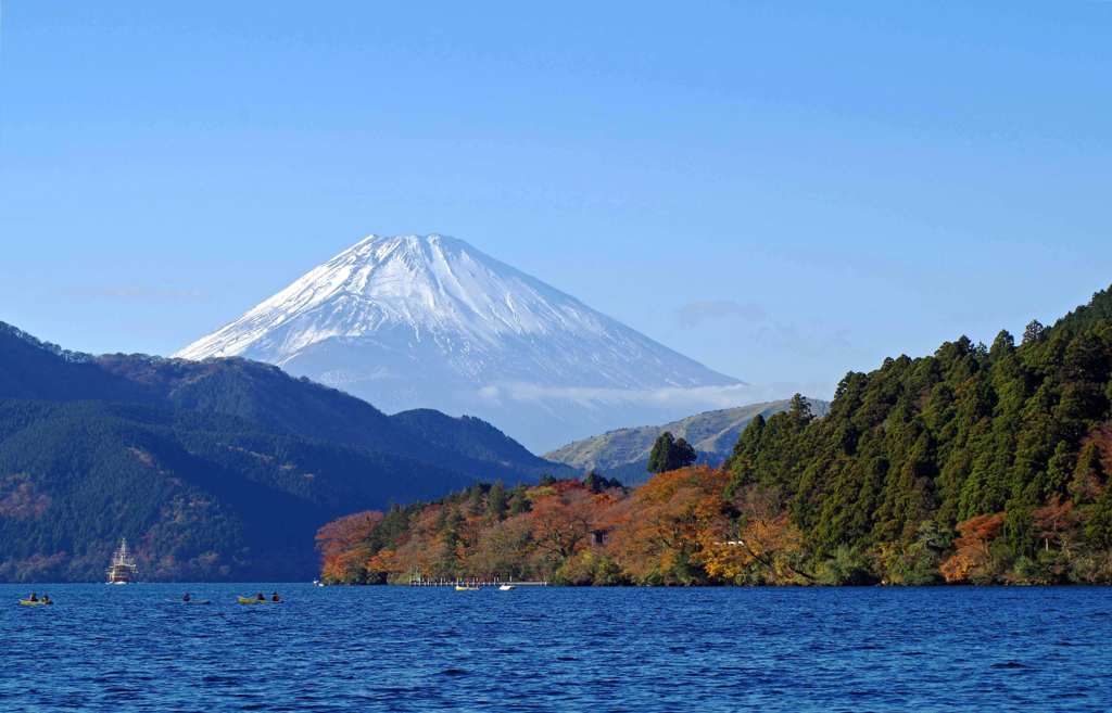 芦ノ湖、紅葉、富士山