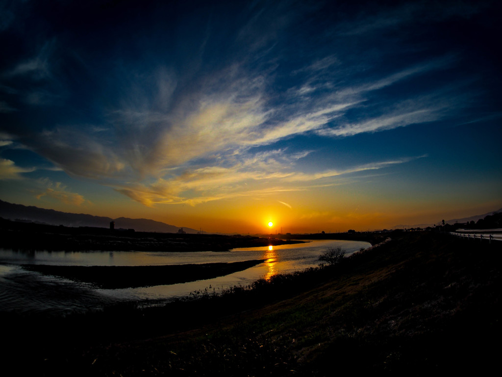 筑後川の夕陽１