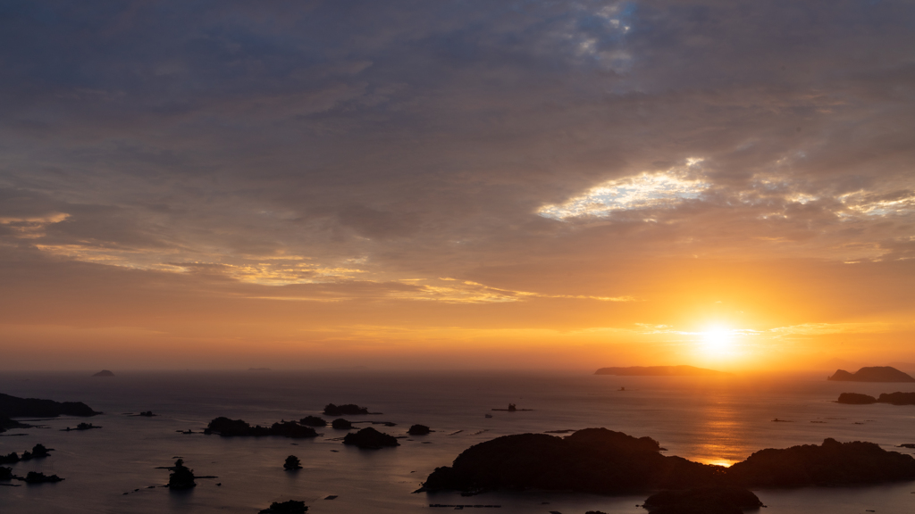 九十九島の夕陽２０２１秋　その１