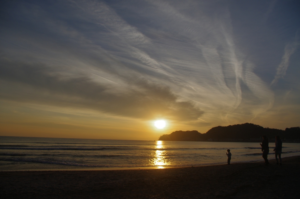 材木座海岸の夕日
