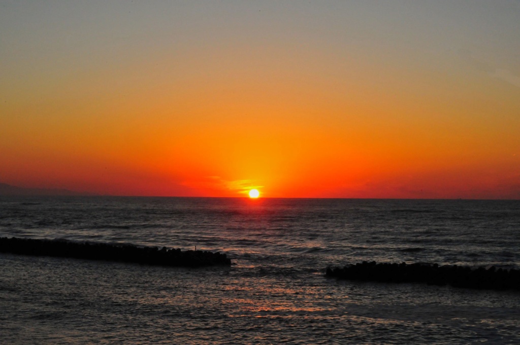 寺泊海岸からの夕日