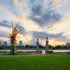 夕日と公園