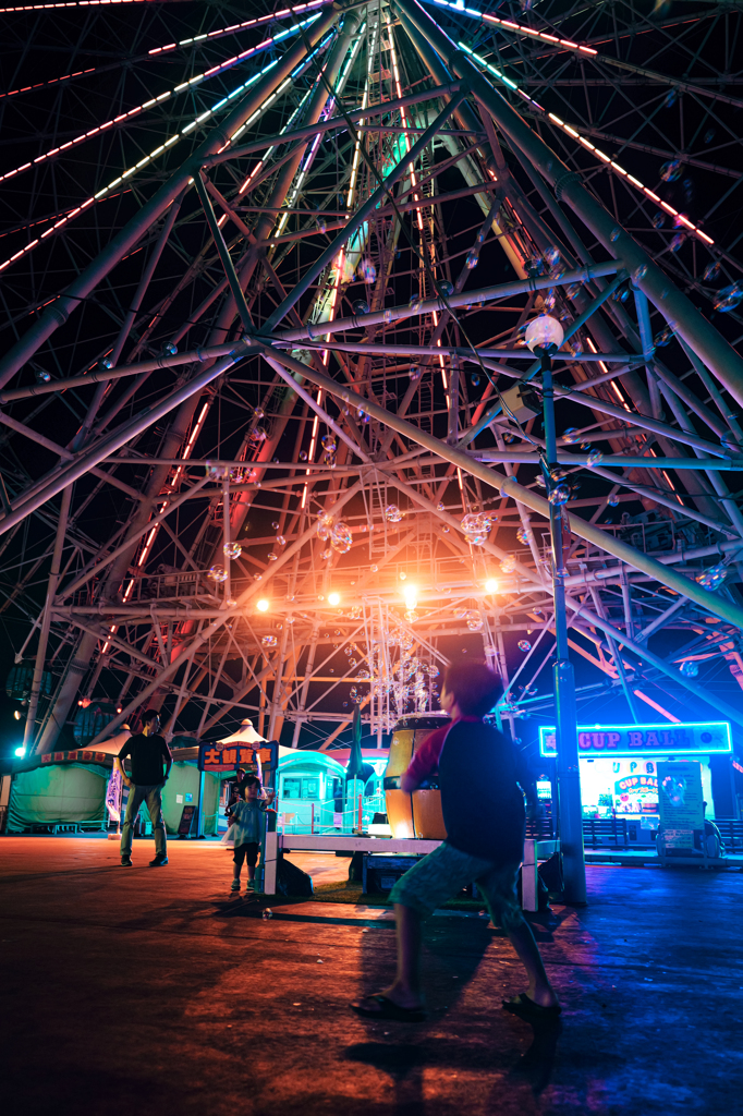 amusement park at night