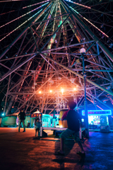 amusement park at night