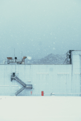 factory on a snowy day