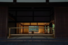 夕日に染まる天龍寺