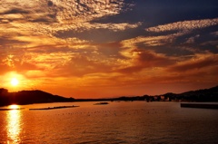 口之津港の夕日