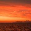 筑波山と霞ヶ浦と夕焼けと