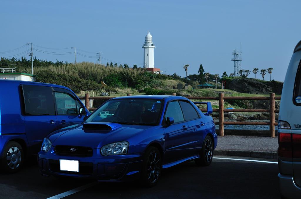野島崎灯台とインプレッサ