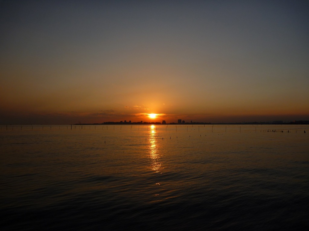船橋三番瀬からみる夕焼け