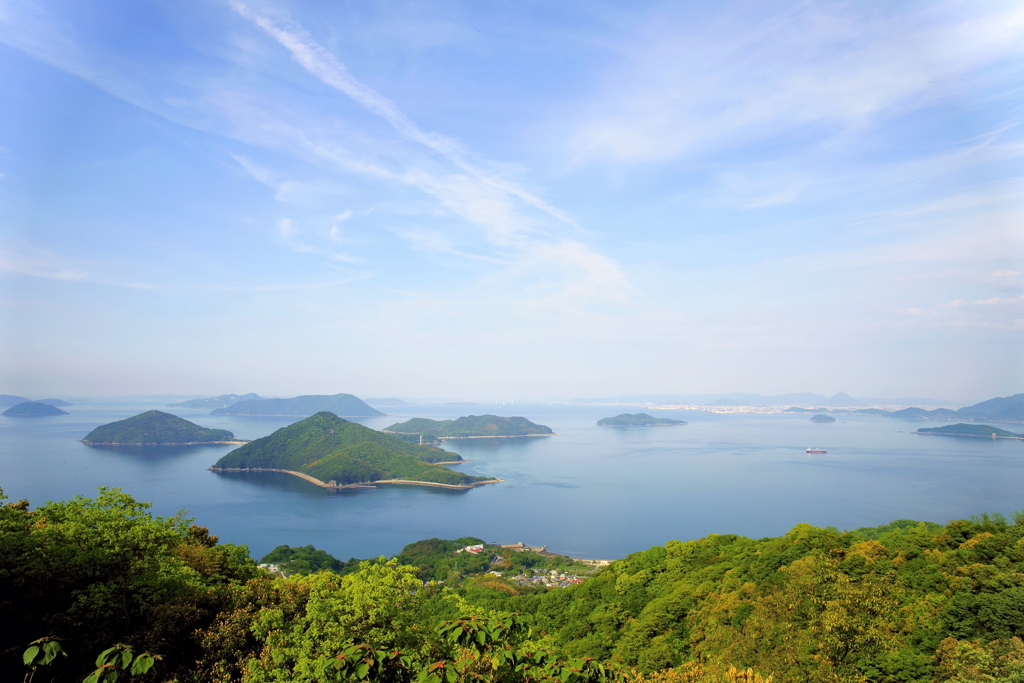 With this blue sky and islands.