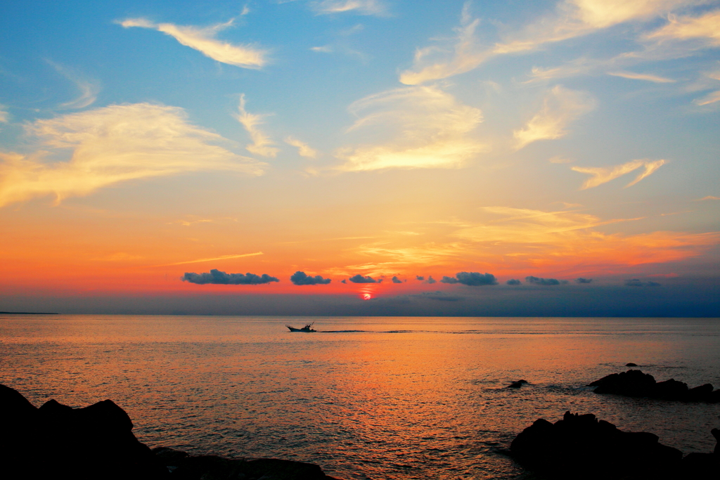 The setting sun of Tanegashima.