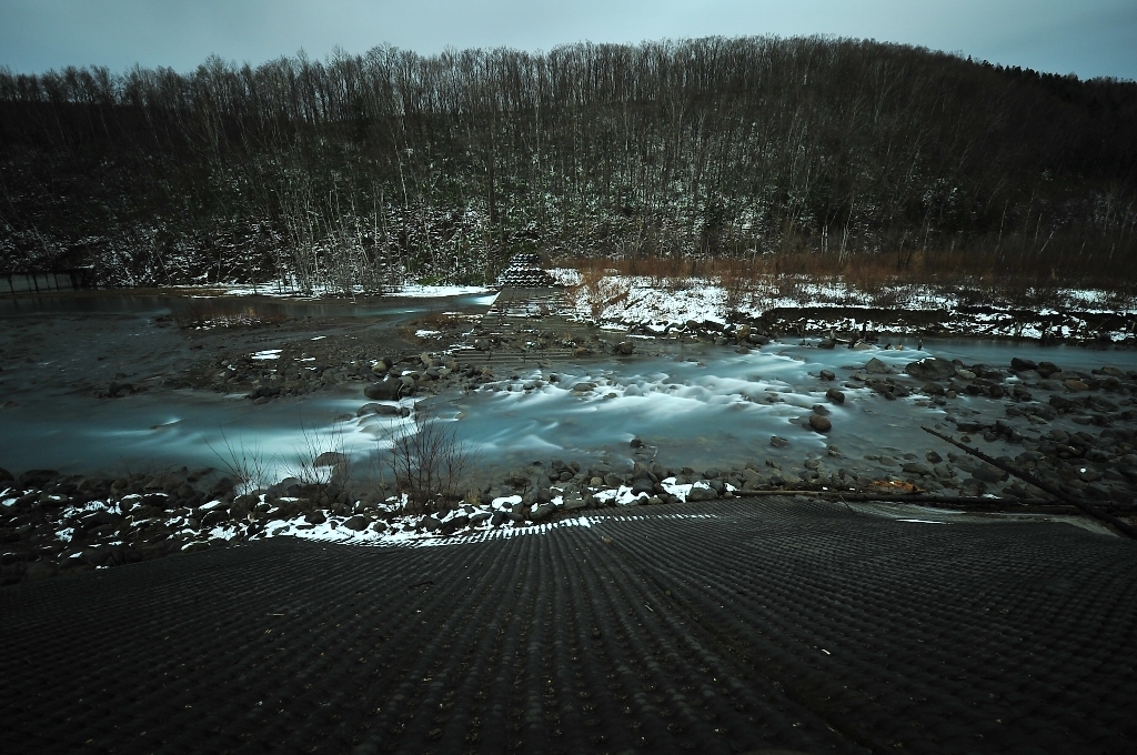 Blue river of the early winter