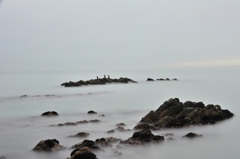 The winter beach where it rains