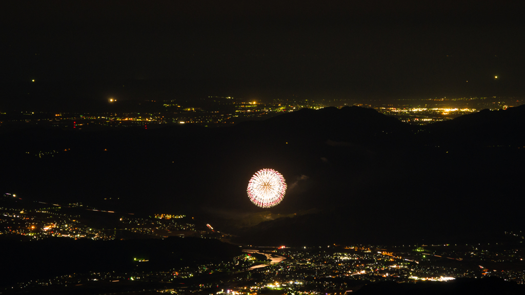 打ち上げ花火、上から見る