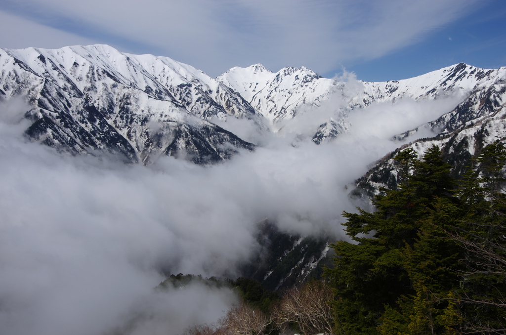 雲纏う針ノ木岳
