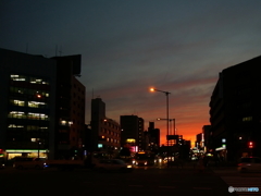 街の夕焼け