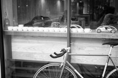 Sleeping woman and bicycle