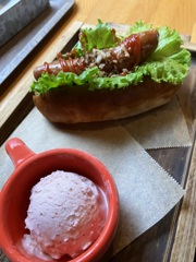 ホットドッグとイチゴアイス