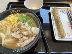 はなまるの牛味噌煮込みうどんとちくわ